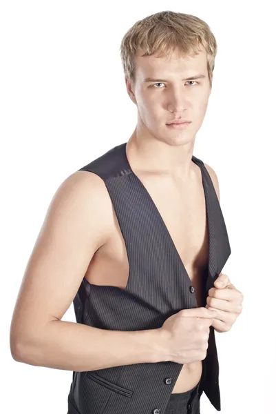 Handsome male model in waistcoat — Stock Photo, Image