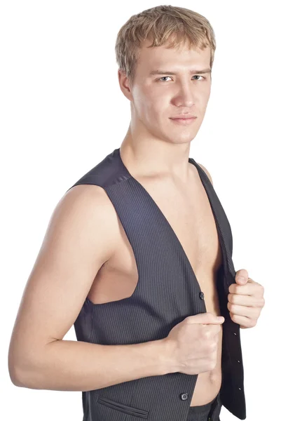 stock image Young handsome male in waistcoat
