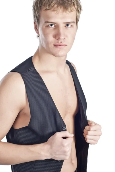 Mladý hezký mužský model ve vestě — Stock fotografie