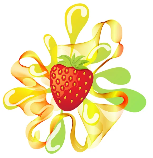 ? olorful 草莓背景时溅起水花 — 图库矢量图片