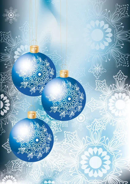 Elegant Christmas background with bluel decoration balls — Stock Vector