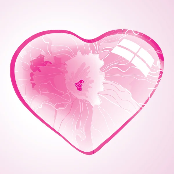 Pembe çiçekli kalp ile arka plan — Stok Vektör