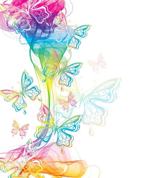 Fondo abstracto colorido con mariposa — Vector de stock