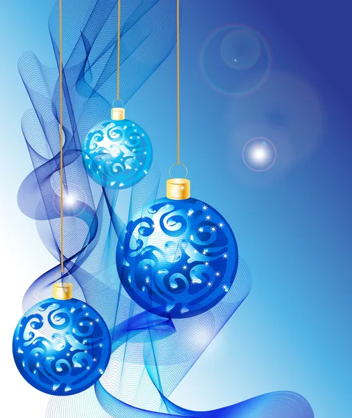 Elegant jul bakgrund med blå dekoration bollar — Stock vektor