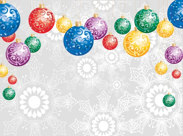 Elegant christmas achtergrond met kleurrijke decoratie ballen — Stockvector