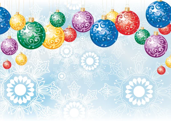 Fundo de Natal com bolas de decoração colorida — Vetor de Stock