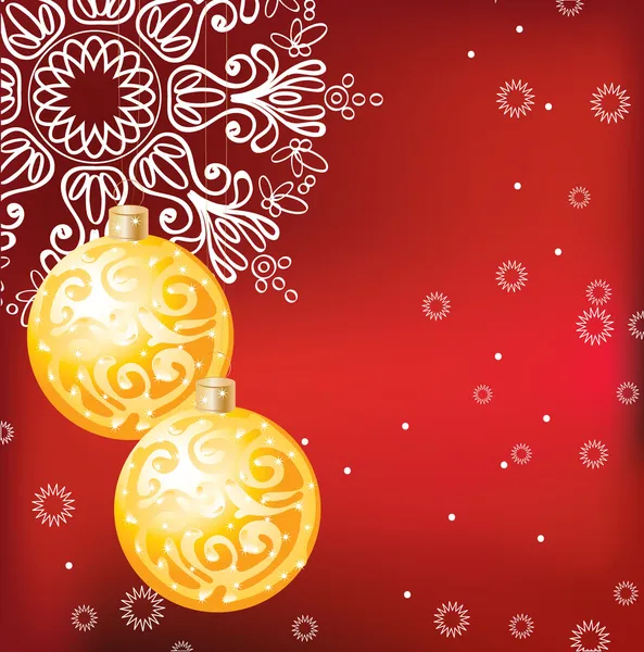 Röd elegant jul bakgrund med dekoration bollar — Stock vektor