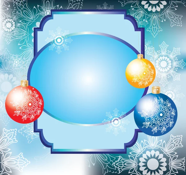 クリスマスの背景にカラフルなデコレーション ボールのためのカード — ストックベクタ