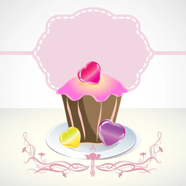 Tarjeta con cupcake — Archivo Imágenes Vectoriales