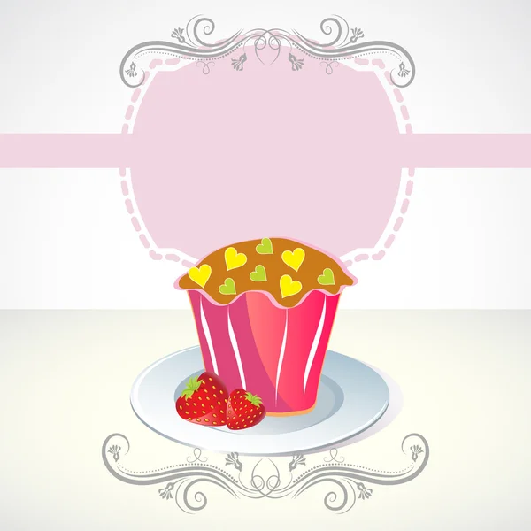 Carte avec cupcake — Image vectorielle