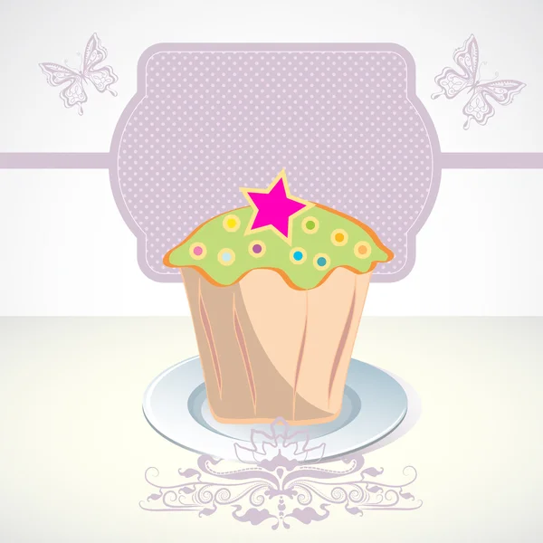 Carte avec cupcake — Image vectorielle