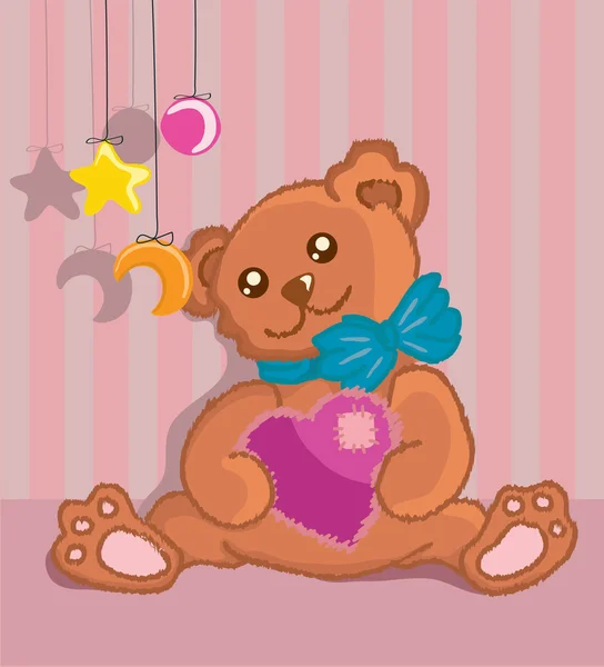 stock vector Hand drawn furry teddy bear with a heart in paws