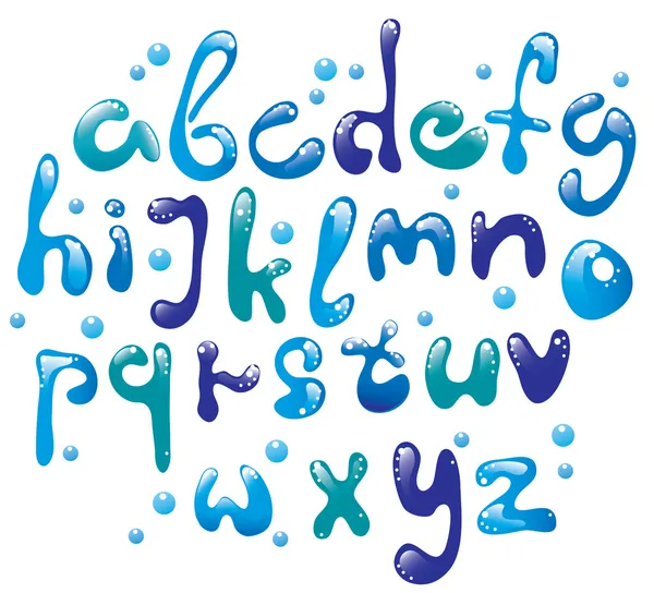 Симпатичный глянцевый синий алфавит — стоковый вектор
