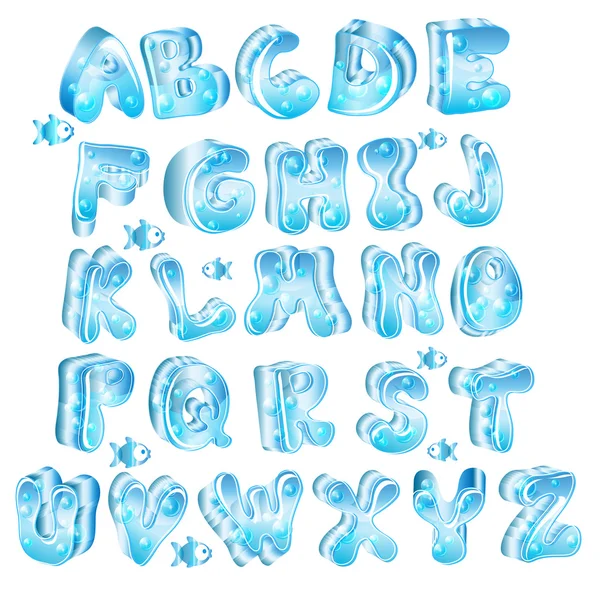 Lindo alfabeto azul brillante — Vector de stock