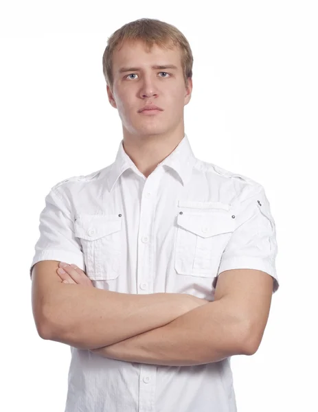 Handsome man in white shirt — Stock Photo, Image