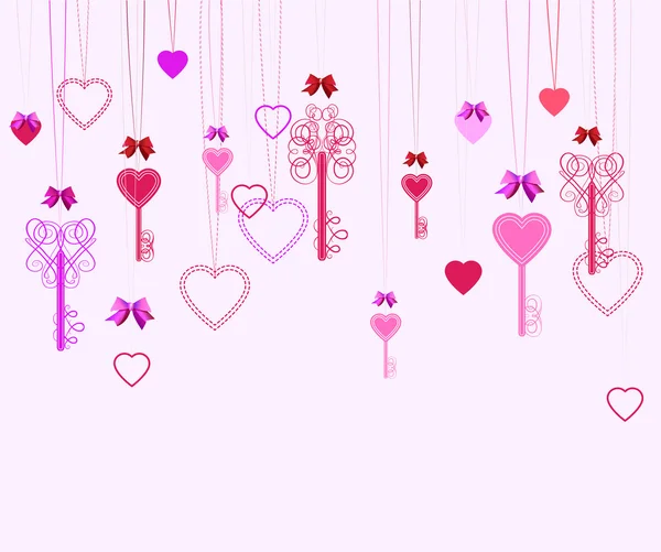 Valentin Hintergrund mit Schlüsseln und Herzen — Stockvektor