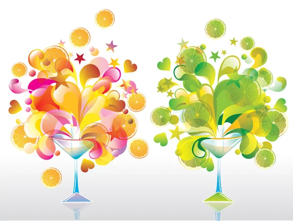 Two Color cocktails — Stock Vector