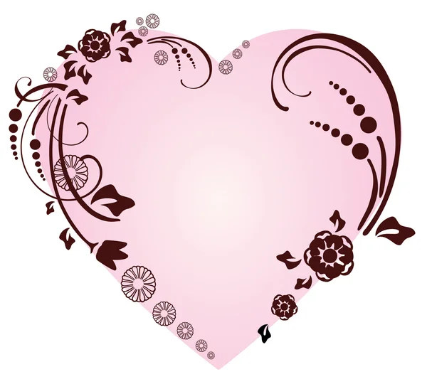 Beautifull kalp ile çiçek süsleme — Stok Vektör