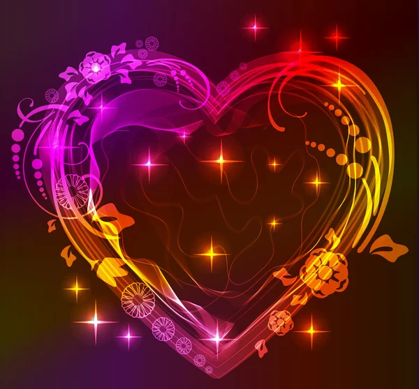 Krásné světlé srdce s florálním ornamentem — Stockový vektor