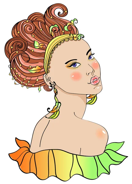 Mooie jonge vrouw in Carnaval jurk — Stockvector