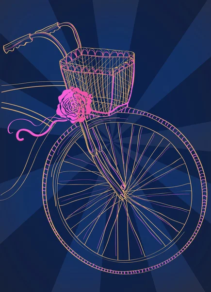 与自行车和玫瑰背景 — 图库矢量图片