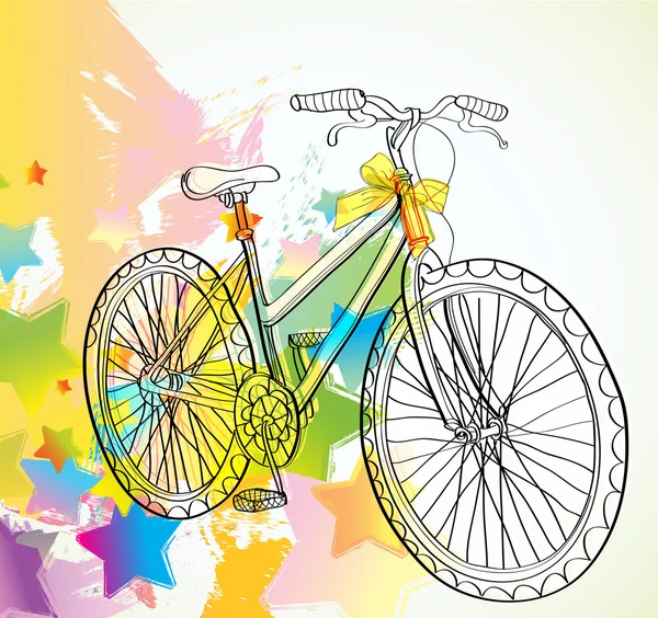 Фон с велосипедом и звездами — стоковый вектор