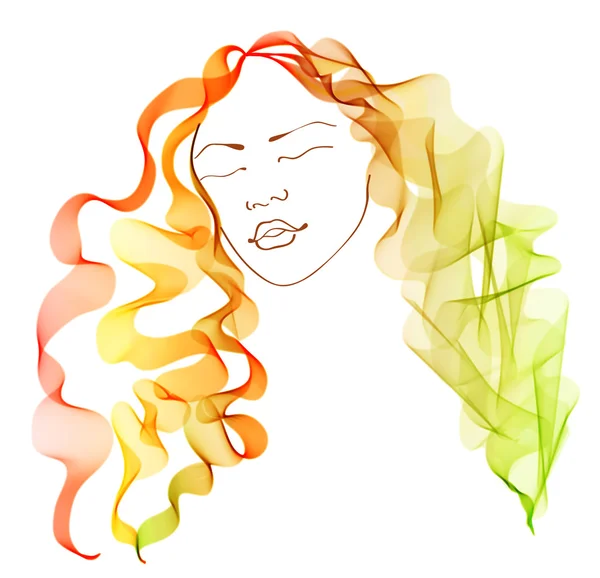 壮大な髪の美しい女性 — ストックベクタ
