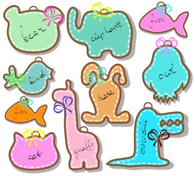 Set of beautiful animal labels clipart