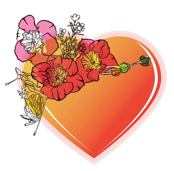 Corazón floral de San Valentín — Vector de stock