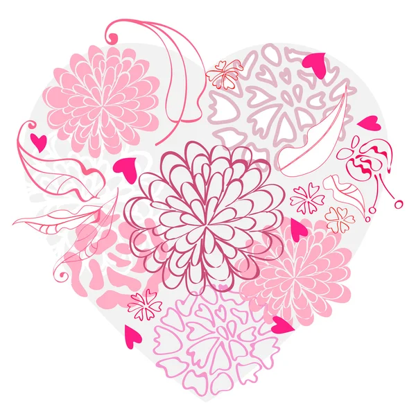 Όμορφη floral καρδιά — Διανυσματικό Αρχείο