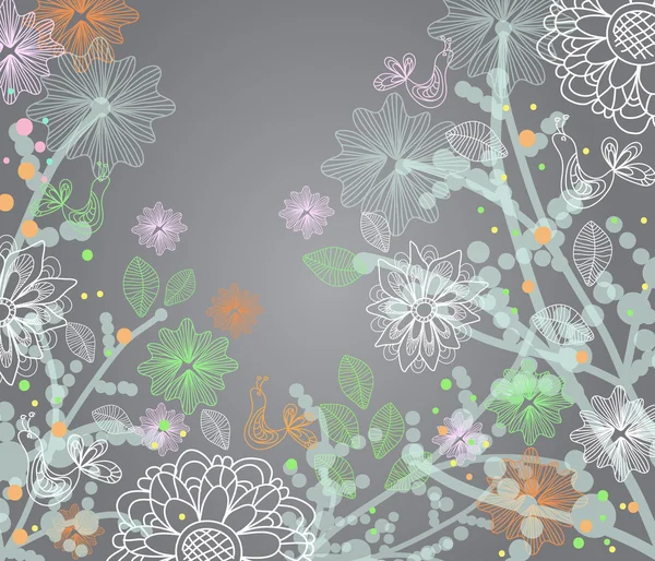 Vacker anbud blommig illustration — Stock vektor