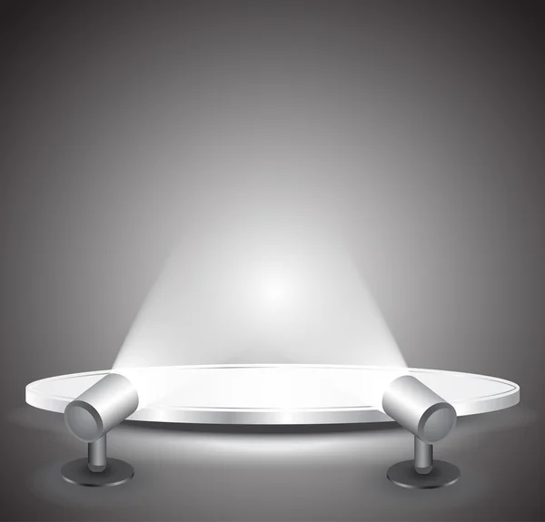 3d leeres weißes Podium mit Licht — Stockvektor