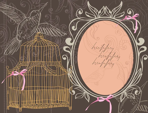 Fond Saint Valentin avec cage — Image vectorielle