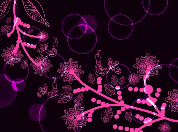 鳥と美しい花のイラスト — ストックベクタ