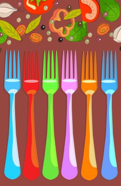 set of forks with vegetables