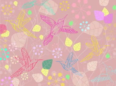 Beautiful floral illustration with birds clipart