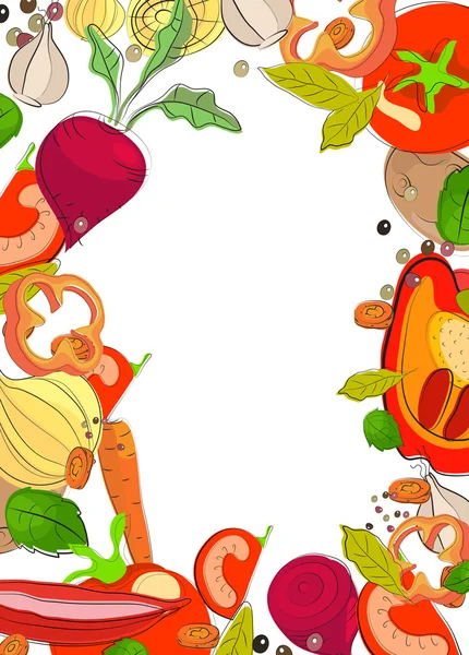 Background with bright vegetables — Stockvector