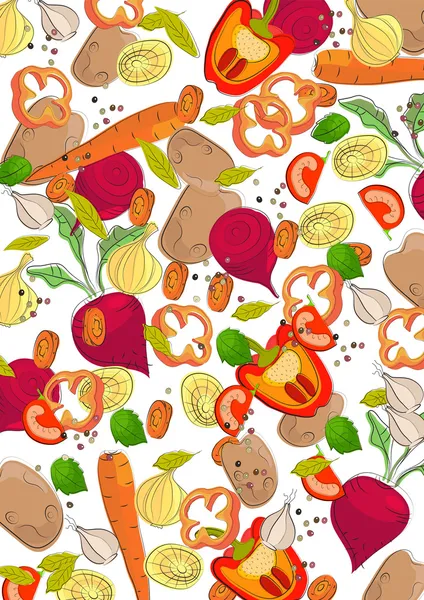 Hintergrund mit verschiedenen Gemüsen — Stockvektor