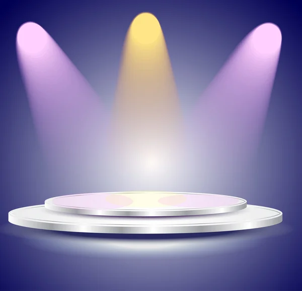 Podium blanc vide 3d avec lumière de couleur — Image vectorielle