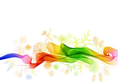 Beautiful abstract background with flowers and birds clipart