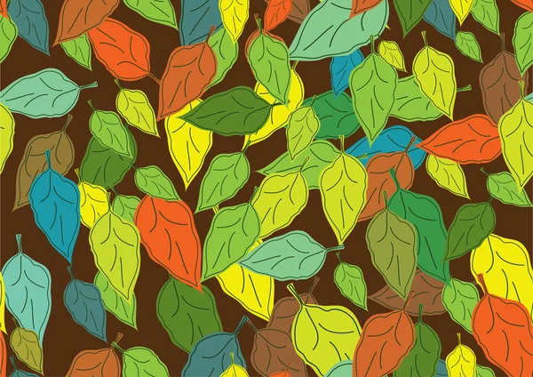 잎과 완벽 한 패턴 — 스톡 벡터