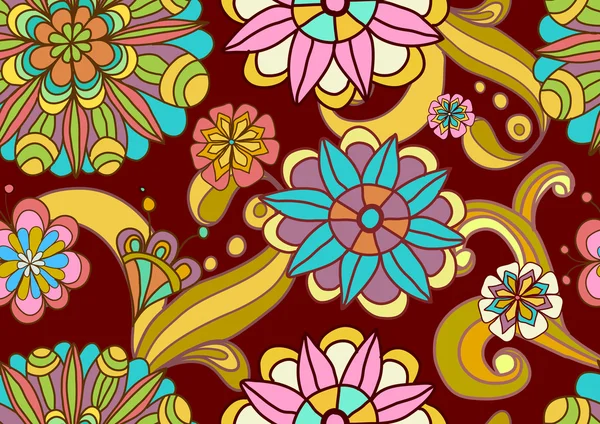 シームレスな色の花の背景 — ストックベクタ