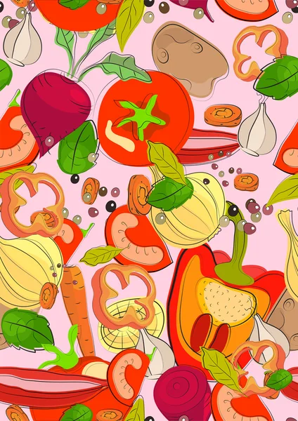 与蔬菜无缝颜色背景 — 图库矢量图片