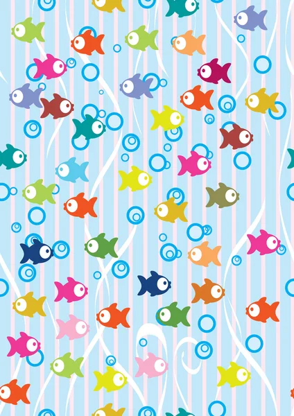 Seamless color background with cute fish — Stock Vector