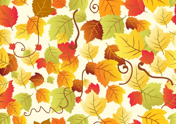 Fundo sem costura com folhas de outono diferentes — Vetor de Stock