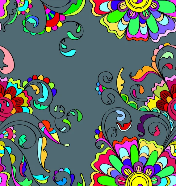 Безшовний фон з різнокольоровими квітами — стоковий вектор