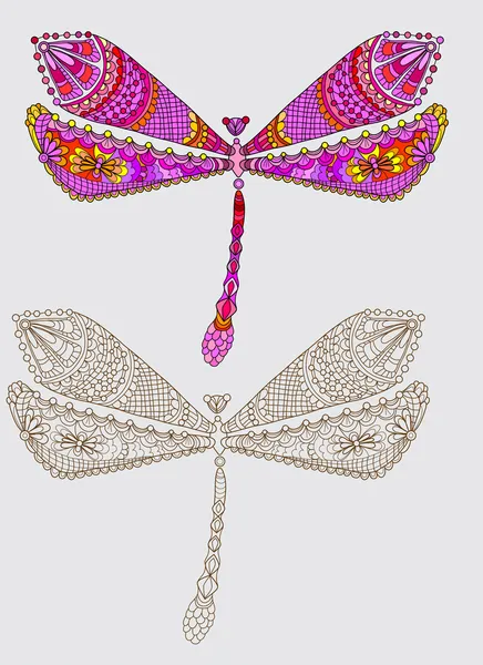 Deux libellules avec un motif unique — Image vectorielle