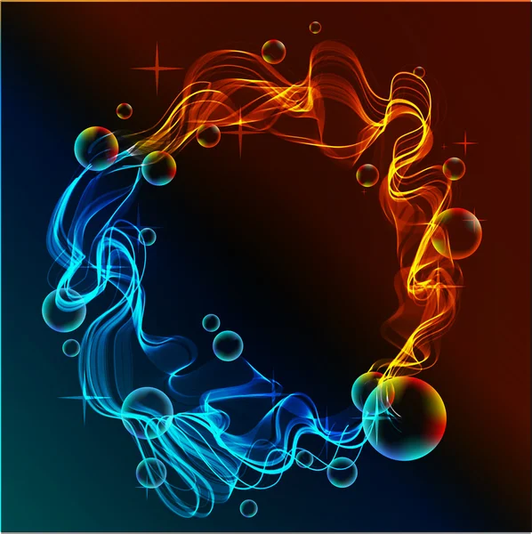 Fond abstrait bleu et rouge, glace et feu sur fond sombre — Image vectorielle