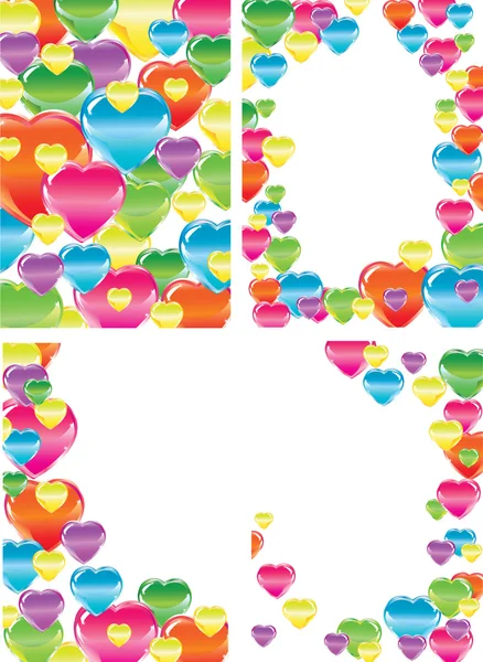 Set of four beautiful backgrounds with hearts — Stock Vector