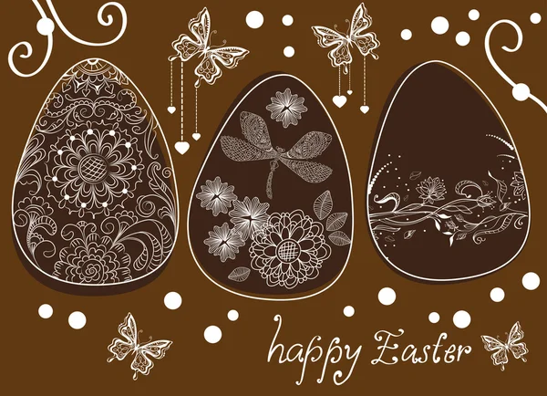Huevos de Pascua con elementos florales — Vector de stock
